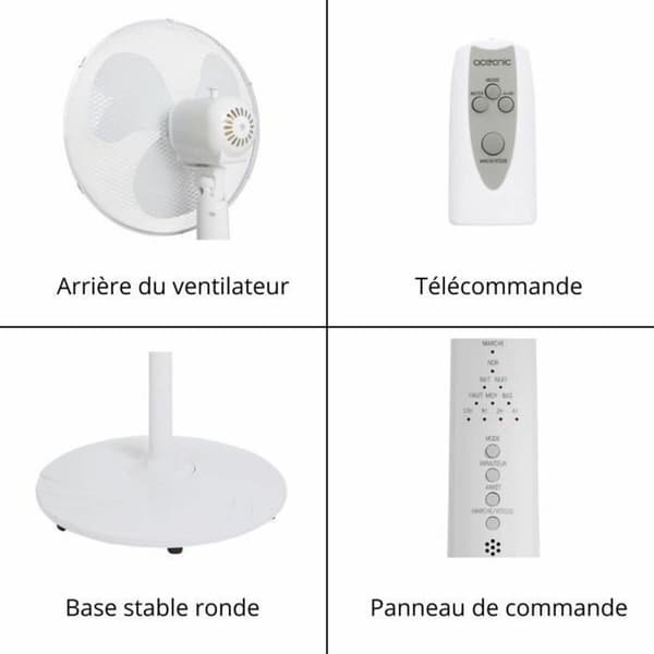 Fritstående ventilator Oceanic 684161 Hvid 45 W