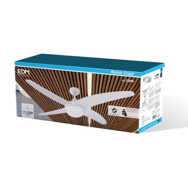 Loftsventilator med lys EDM 33806 Caspio Hvid 60 W