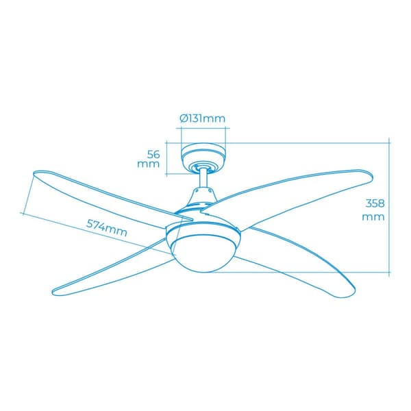 Loftsventilator med lys EDM 33806 Caspio Hvid 60 W