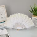 Miniatyrbillede 5 af 10: INF Fjer Vifte - Elegant Blonde & Satin Håndholdt Vifte