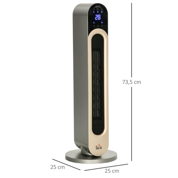 Rootz Swivel Fan Heater - Mini Ceramic Radiator - Additional Heater - Energy Efficient - Ø 25 x 73.5H cm