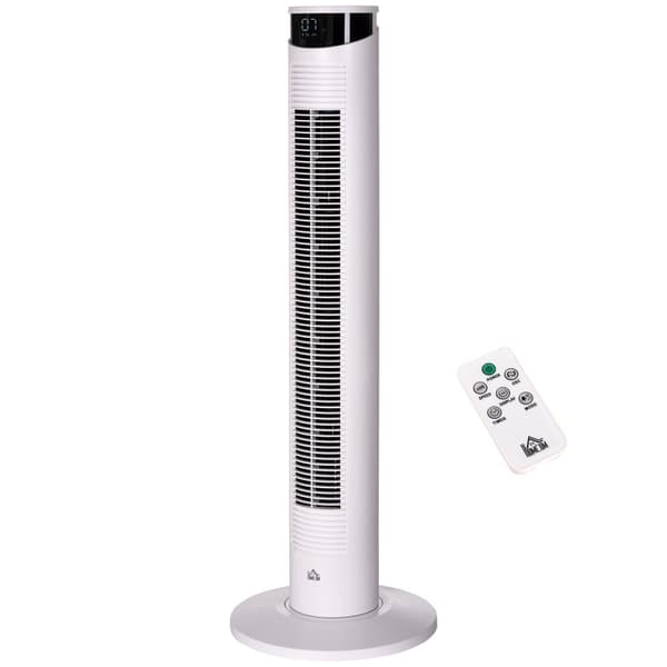 Rootz -kolonneventilator med fjernbetjening - Tower -ventilator - Oscillerende ventilator - Energibesparende timer - Ø 31,5 x 93 cm - Hvid