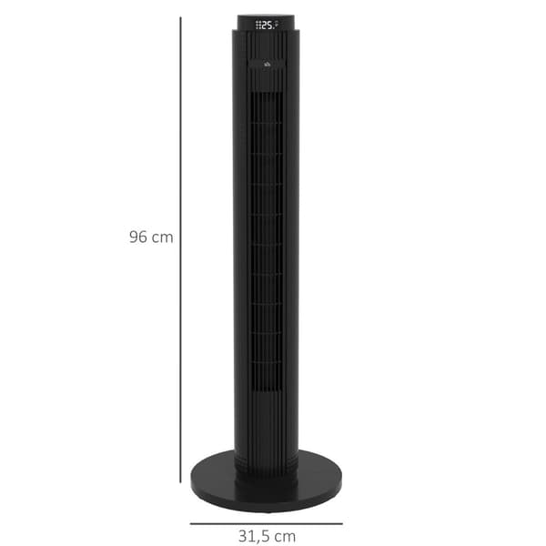Rootz Tower -fan - oscillerende ventilator - køleventilator - Energieffektiv 12H -timer - 70 ° Pan - 31,5 x 31,5 x 96 cm