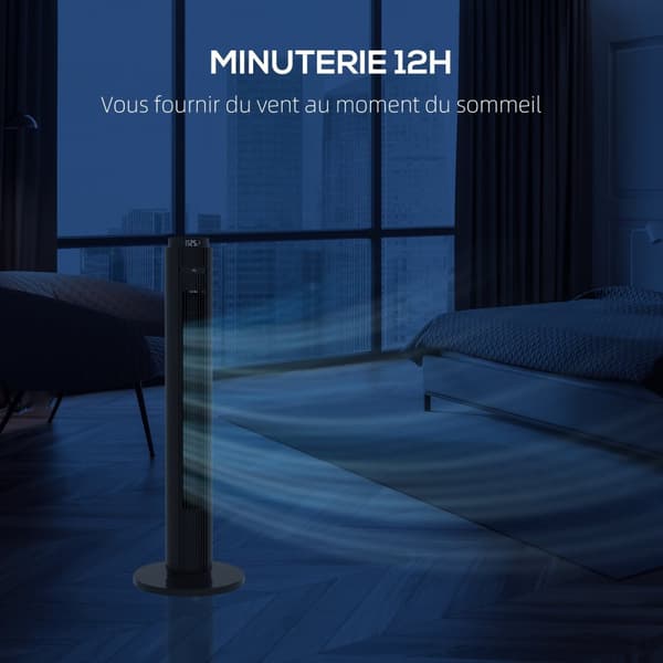 Rootz Tower -fan - oscillerende ventilator - køleventilator - Energieffektiv 12H -timer - 70 ° Pan - 31,5 x 31,5 x 96 cm