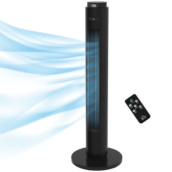 Rootz Tower -fan - oscillerende ventilator - køleventilator - Energieffektiv 12H -timer - 70 ° Pan - 31,5 x 31,5 x 96 cm