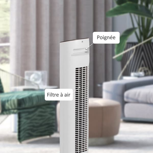 Rootz -pylväspuhallin 50W - Tower -tuuletin - värähtelevä tuuletin - hiljainen jäähdytys - 30 x 30 x 78 cm - Remote & Ajastin