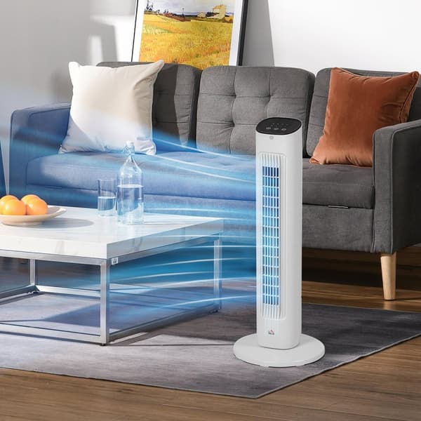 Rootz -pylväspuhallin 50W - Tower -tuuletin - värähtelevä tuuletin - hiljainen jäähdytys - 30 x 30 x 78 cm - Remote & Ajastin