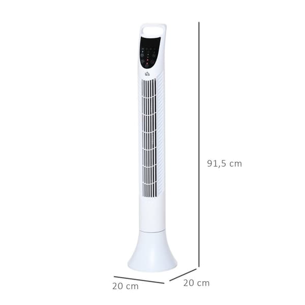 Rootz Quiet Swivel Column Fan - Tower -fan - Oscillerende ventilator - Fjernbetjening - Ultra stille - 20 cm x 91,5 cm - Hvid