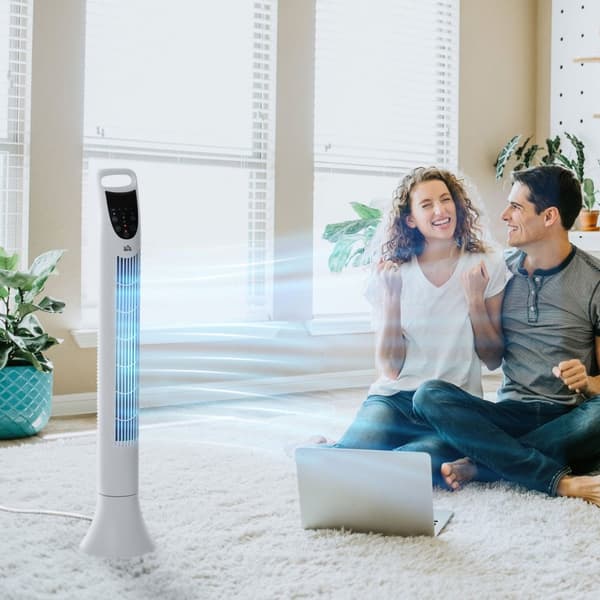 Rootz Quiet Swivel Column Fan - Tower -fan - Oscillerende ventilator - Fjernbetjening - Ultra stille - 20 cm x 91,5 cm - Hvid