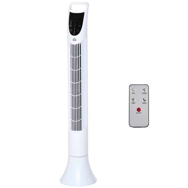 Rootz Quiet Swivel Column Fan - Tower -fan - Oscillerende ventilator - Fjernbetjening - Ultra stille - 20 cm x 91,5 cm - Hvid