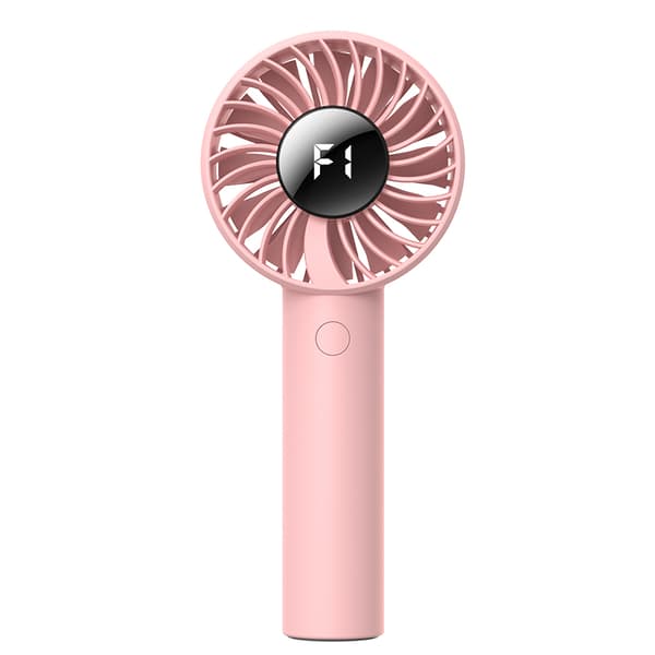 INF Bärbar handhållen fläkt med 5 hastigheter och digital display Rosa