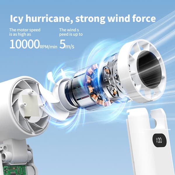 INF WT22 Digital Display Folding High-Speed Fan Hvit