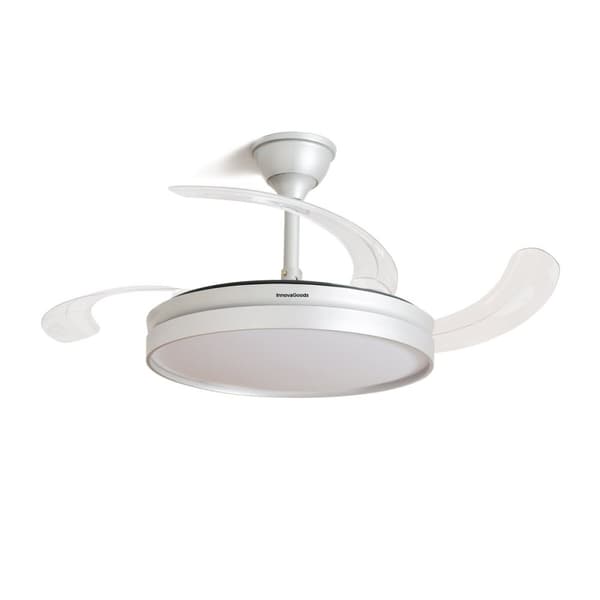 Takfläkt med LED-ljus och 4 Infällbara Blad Silteez InnovaGoods Silvrig 80 W Ø49-104 cm