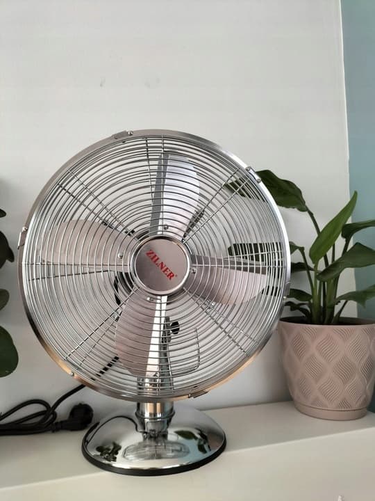 Lattiatuuletin WIATRAK tehokas 50W suuri kiertoilmapuhallin kromi METALLI