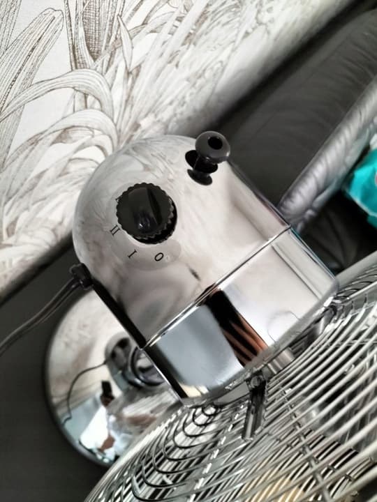Lattiatuuletin WIATRAK tehokas 50W suuri kiertoilmapuhallin kromi METALLI