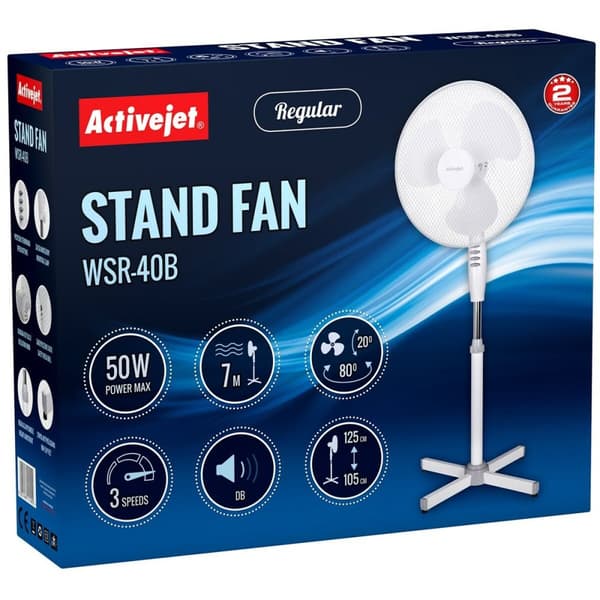 Fritstående ventilator Activejet WSR-40B Hvid Grå Sølvfarvet 50 W