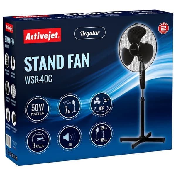 Stående Fläkt Activejet WSR-40C Svart Silvrig 50 W