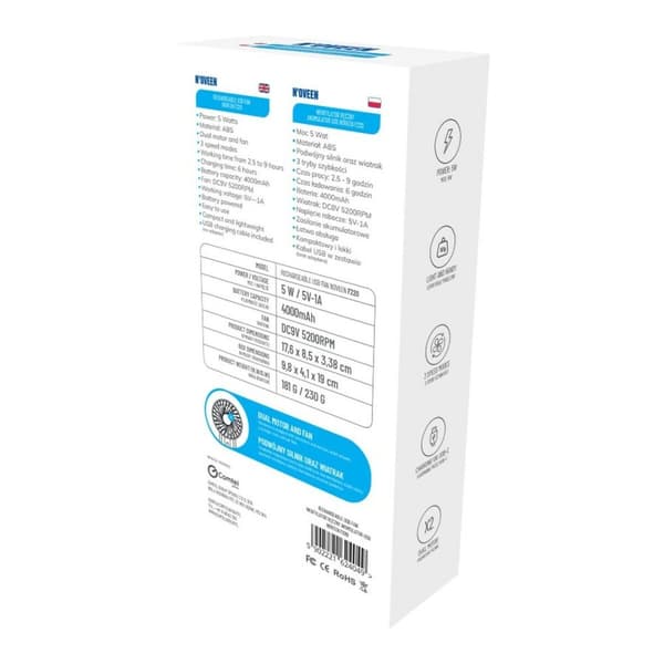 Tuuletin USB N'oveen F220 Harmaa 5 W
