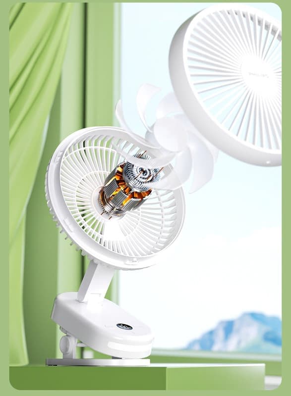 Philips lille elektrisk blæser med klemmebeslag - bærbar skrivebordsventilator, super støjsvag artefakt til kontorborde og kollegieskriveborde