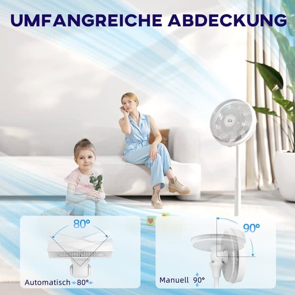 Pedestal Ventilator, 40x36x110 cm, Hvid