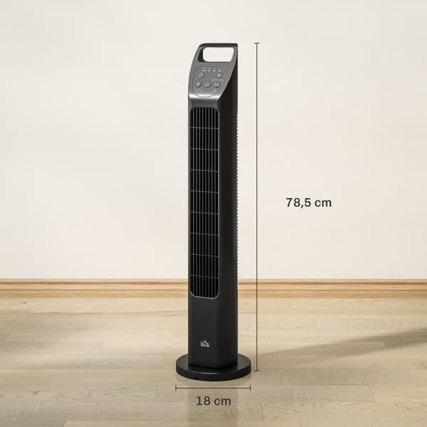 Tårnventilator, Ø18 x 78,5H cm, Sort