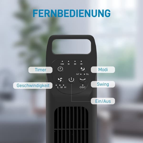 Tårnventilator, Ø18 x 78,5H cm, Sort