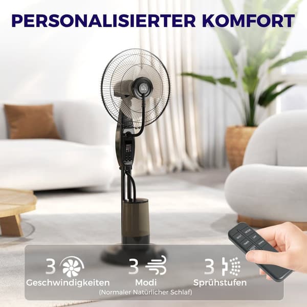 Ventilator med Vandkøling, 44.5Lx38.5Bx120H cm, Sort
