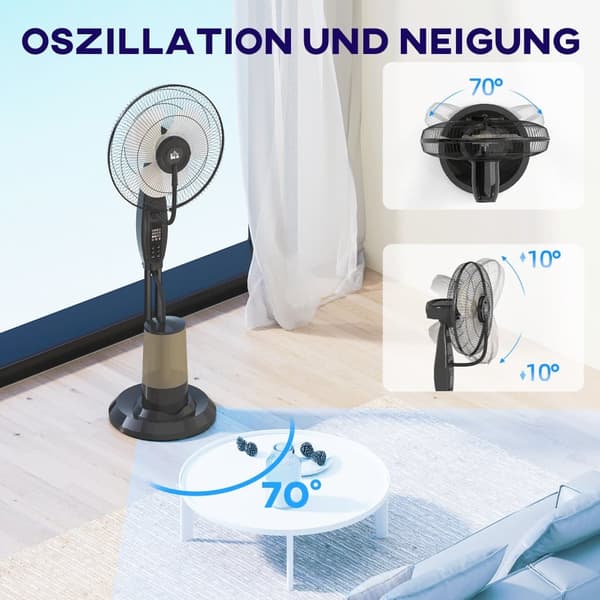 Ventilator med Vandkøling, 44.5Lx38.5Bx120H cm, Sort
