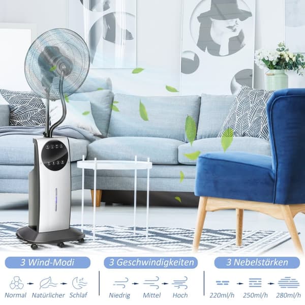Stående ventilator, Ø 44,5x135H cm, Sort