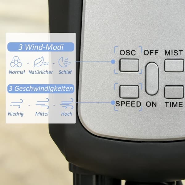 Stående ventilator, Ø44,5 cm x H120 cm, Sort