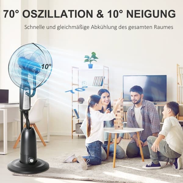 Stående ventilator, Ø44,5 cm x H120 cm, Sort