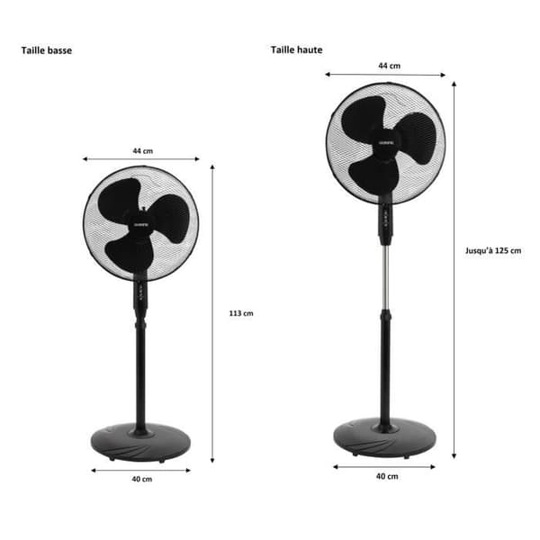OCEANIC lattiatuuletin - 45 W - Ø 44 cm - 3 nopeutta - värähtelevä - kallistuva - musta