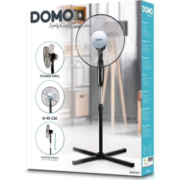 Standventilator - DOMO - DO8140 - 40 W - 3 hastigheder - Automatisk oscillation - Justerbar højde