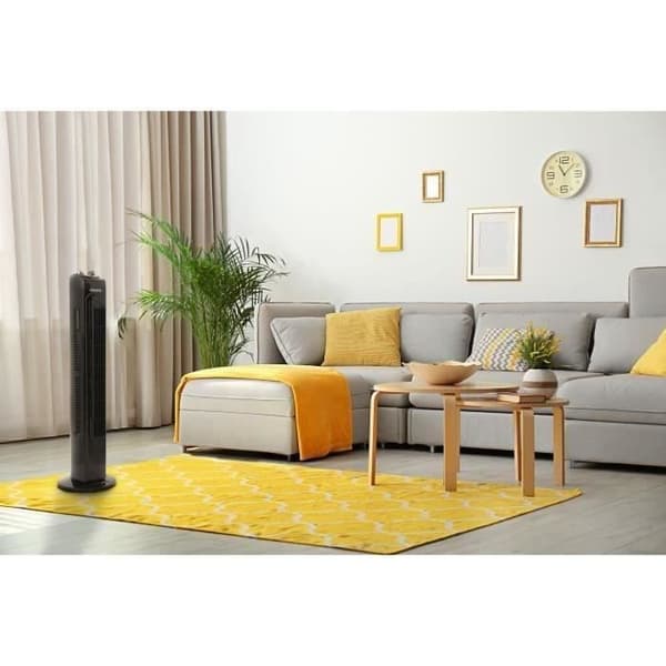 OCEANIC tårnventilator - 40W - Højde 78 cm - 3 hastigheder - Oscillerende - Timer - Sort