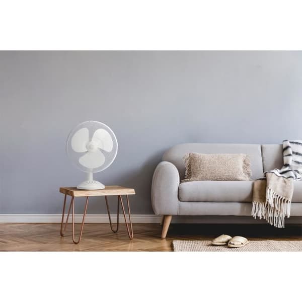 Pöytätuuletin OCEANIC - 40W - Halkaisija 30 cm - 3 nopeutta - Oskilloiva - Valkoinen