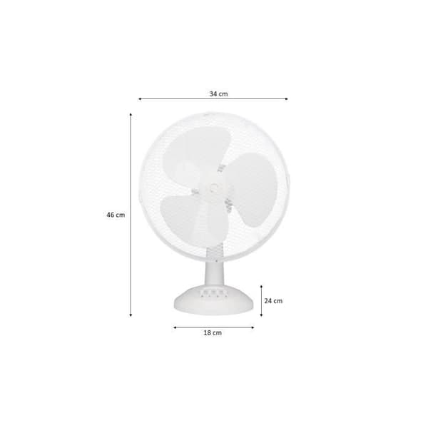Pöytätuuletin OCEANIC - 40W - Halkaisija 30 cm - 3 nopeutta - Oskilloiva - Valkoinen
