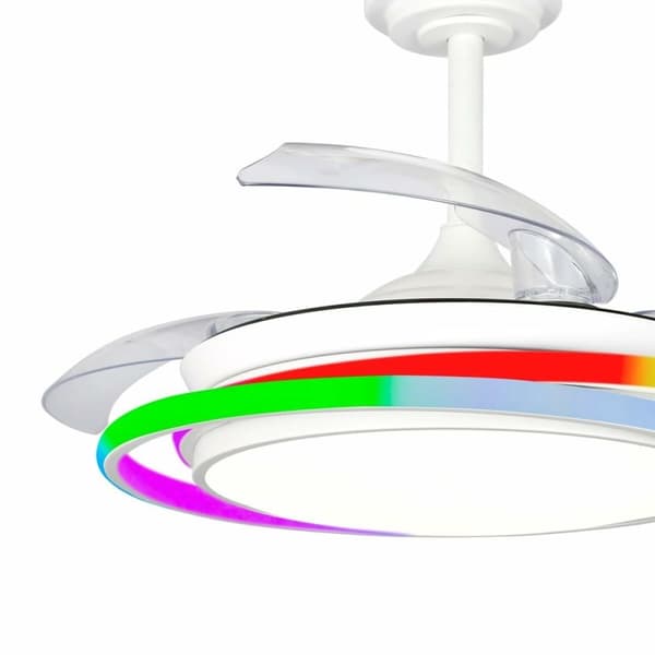 Loftsventilator CristalRecord ANTILA MINI RGB WH RETRAC Hvid