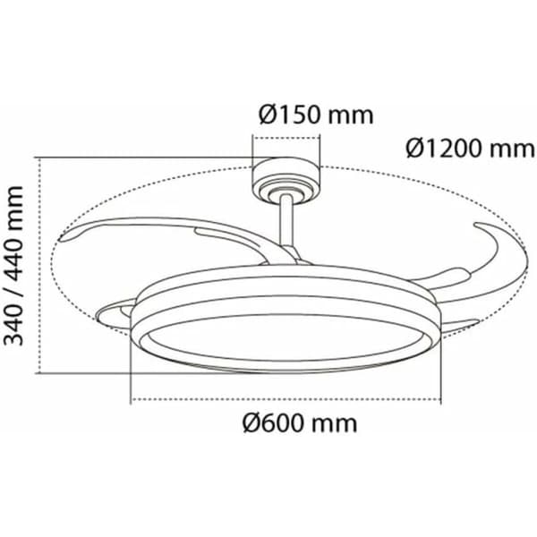 Loftsventilator CristalRecord CHARLY L RETRAC Gennemsigtig 80 W
