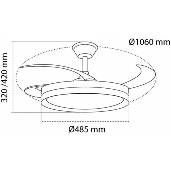Loftsventilator CristalRecord EVO RETRAC Gennemsigtig 72 W