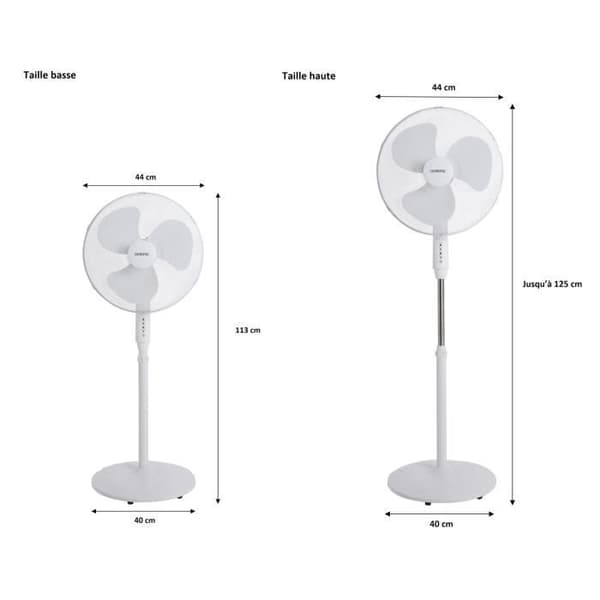 OCEANIC Standerventilator - 45 W - Ø 44 cm - 3 hastigheder - Oscillerende - Vipbar - Hvid
