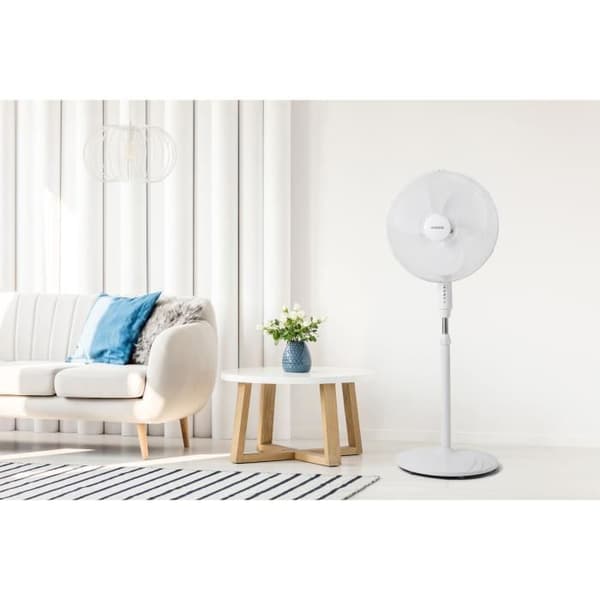OCEANIC Standerventilator - 45 W - Ø 44 cm - 3 hastigheder - Oscillerende - Vipbar - Hvid