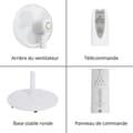 Miniatyrbillede 6 af 6: OCEANIC Standerventilator - 45 W - Ø 44 cm - 3 hastigheder - Oscillerende - Vipbar - Hvid