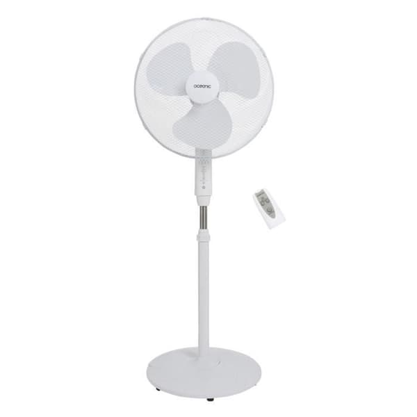 OCEANIC Standerventilator - 45 W - Ø 44 cm - 3 hastigheder - Oscillerende - Vipbar - Hvid