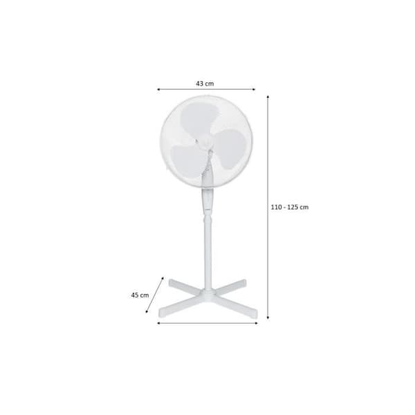 OCEANIC standerventilator - 45W - Diameter 40 cm - Justerbar højde - Oscillation - Hvid