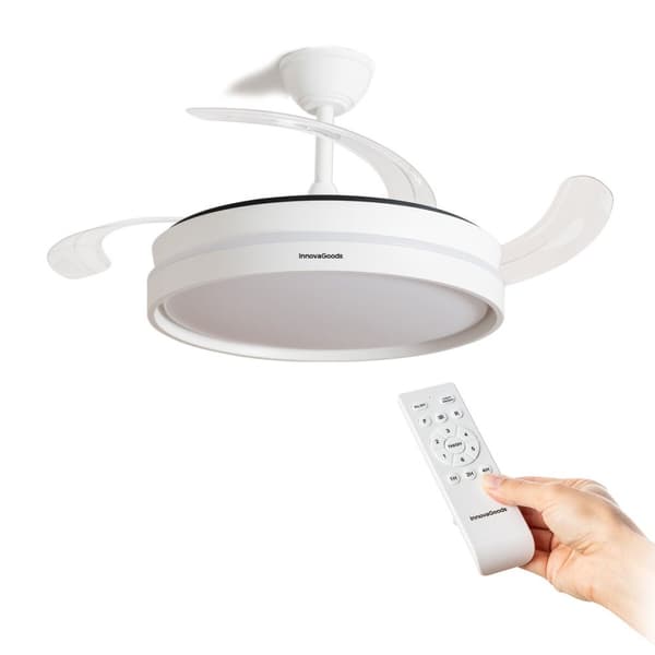 KÄYTETTY Kattotuuletin LED-valaisimella ja 4 taitettavilla siivekkeillä InnovaGoods (Kunnostetut Tuotteet B)