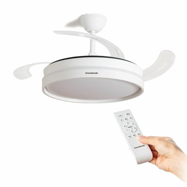 BRUKT Takvifte med LED-lys og 4 uttrekkbare blader InnovaGoods 72 W Ø49-104 cm Hvit (Fikset A)