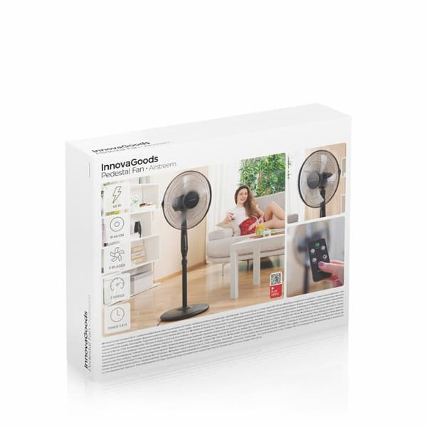 BRUGT Piedestalventilator med fjernbetjening InnovaGoods Sort 45 W (Refurbished A)