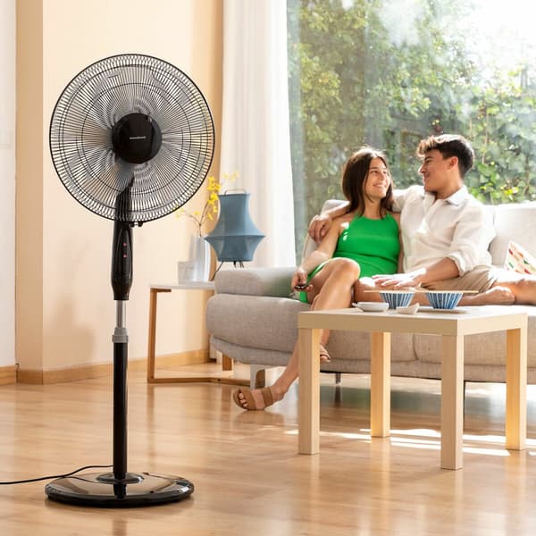 BRUGT Piedestalventilator med fjernbetjening InnovaGoods Sort 45 W (Refurbished A)