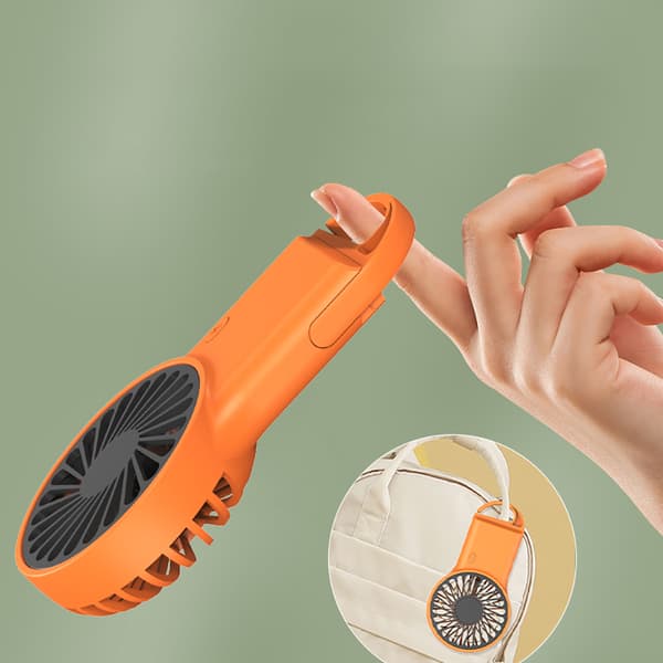 INF Kannettava kokoontaitettava tuuletin karabiinilla Oranssi