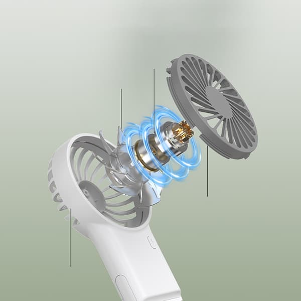 INF Bærbar foldbar ventilator med karabinhage Hvid